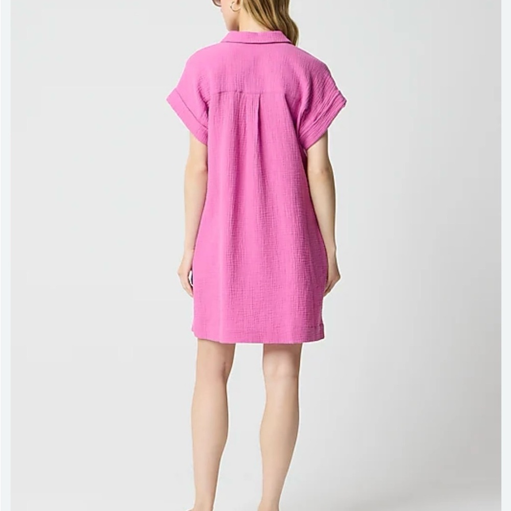 J Crew Pink Medium Gauze Shirt Dress Size Medium - Picture 3 of 7